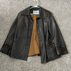 VINTAGE 70s style brown leather jacket